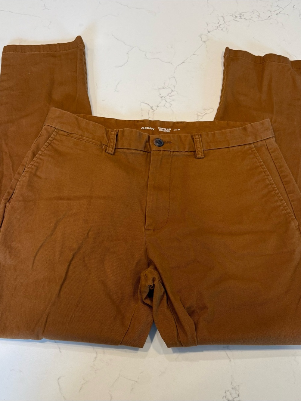Old Navy Men's Slim Straight Chino Pants Built-In Flex Brown Twill 33W x 30